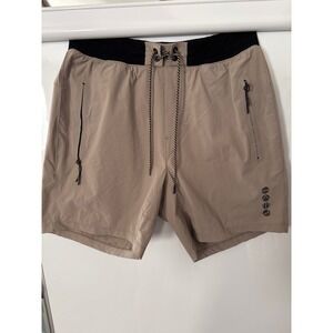 Bearded Goat men's medium tan board shorts